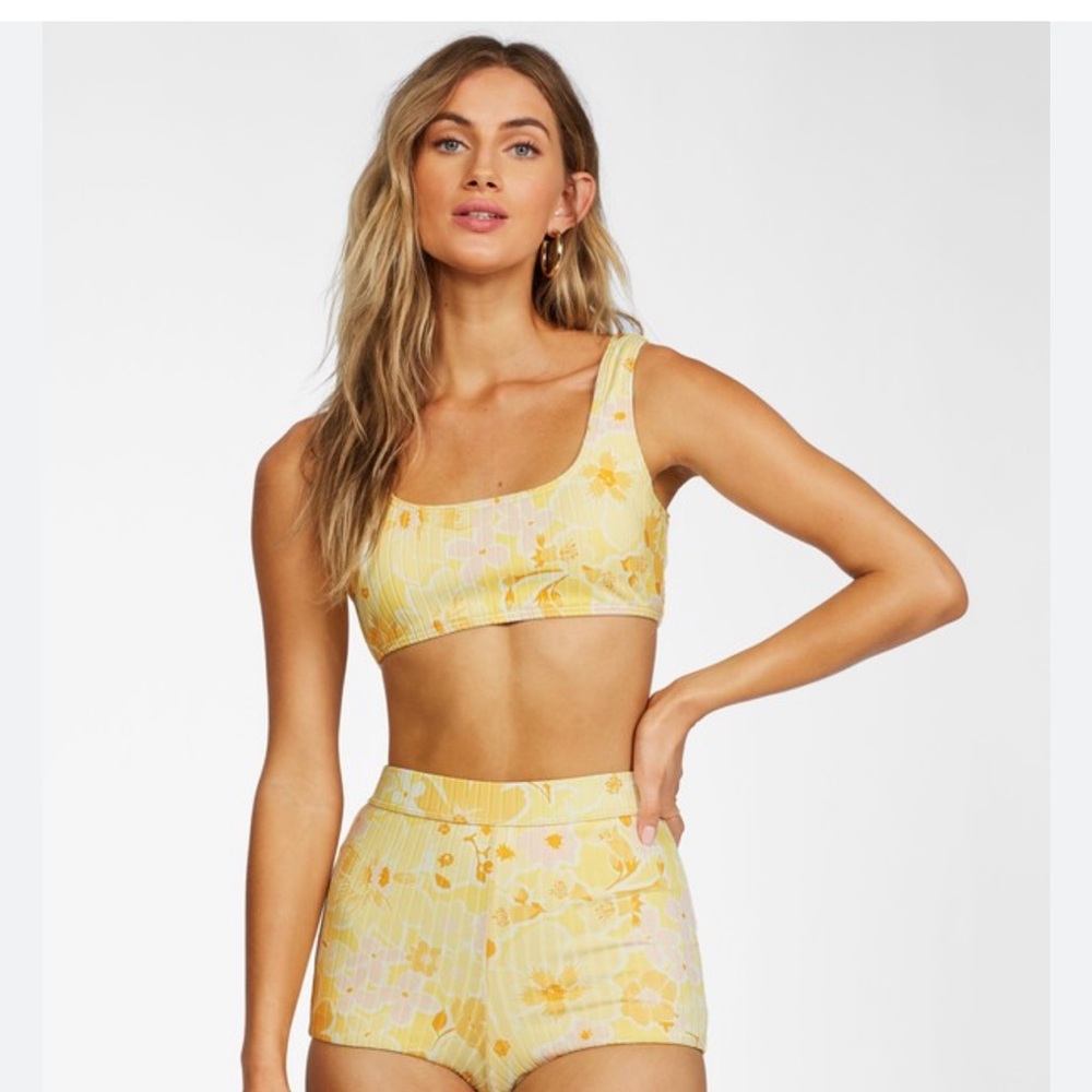 Billabong Floral Paradise Yellow Scoop Bikini Top